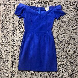 Firenze electric Royal Blue sweetheart neckline mini leather Dress